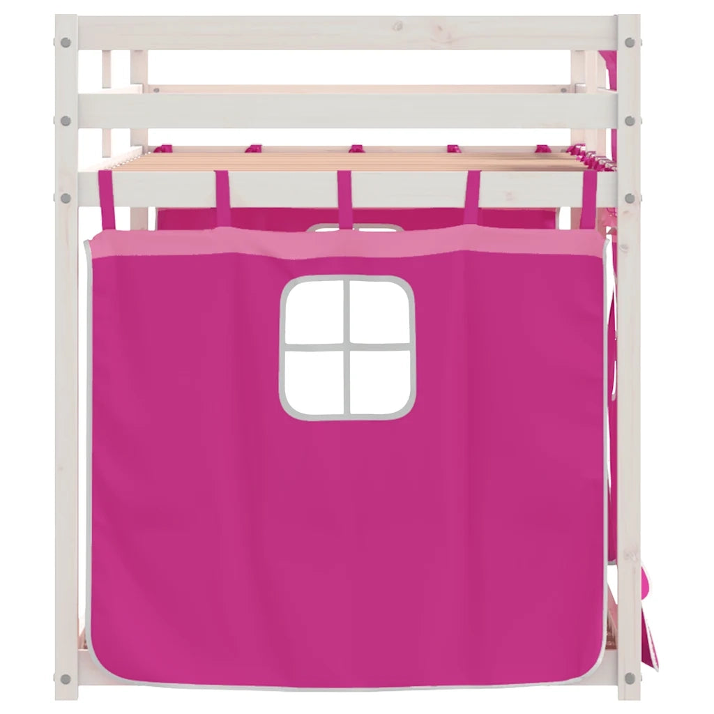Letto a Castello senza Materasso Rosa 90x200 cm Legno di Pino