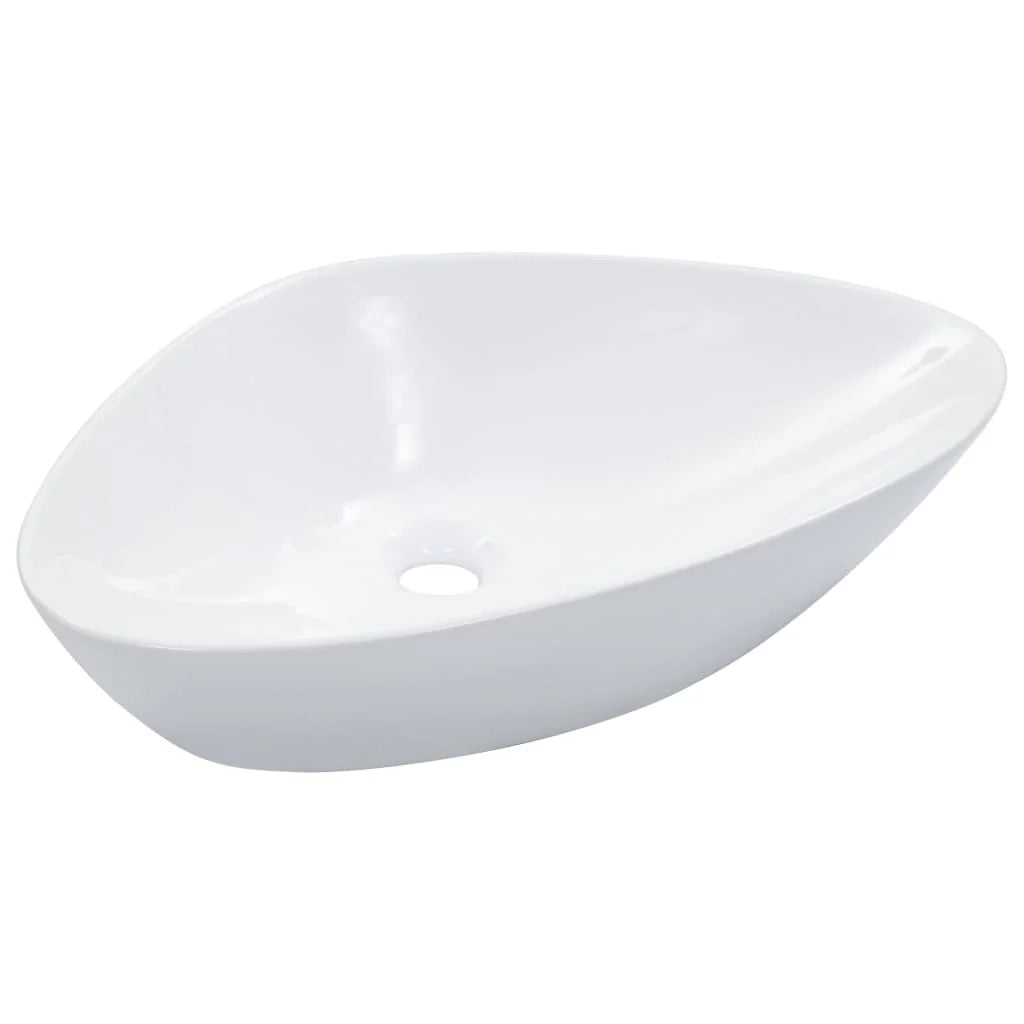 Lavabo da appoggio per bagno box doccia cabina WC 58,5 x 39 cm ceramica bianca 02_0002610