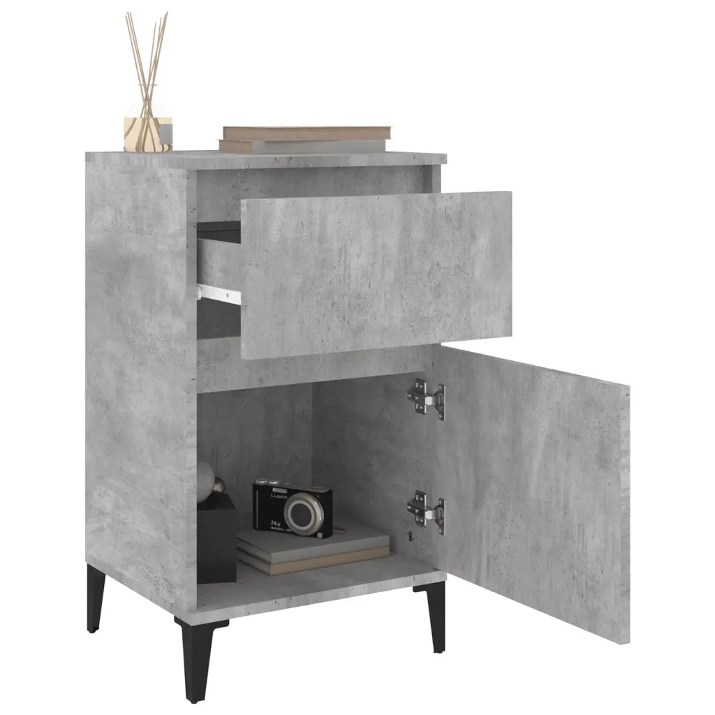 Comodini 2 pz-Set di 2 Tavolino da notte Grigio Cemento 40x35x70 cm 549305