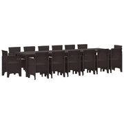 Set da Pranzo per Giardino 15 pcs Marrone Rattan Polt 3378638