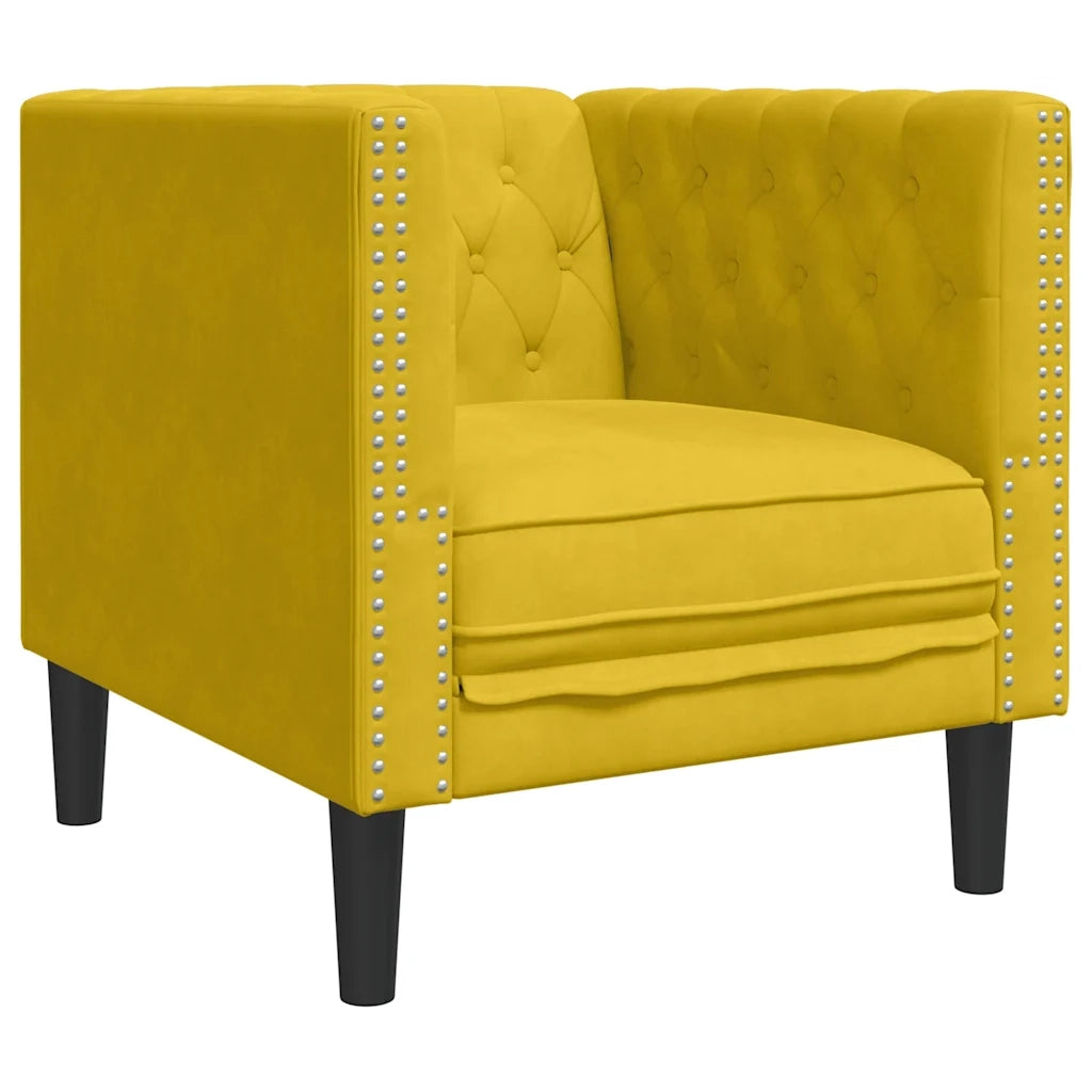 Divano Sedia-Poltrona Chesterfield Gialla in Velluto