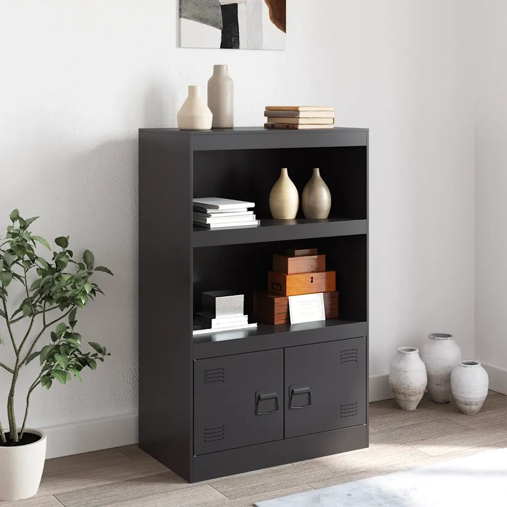 Credenza | Madia | Buffet da pranzo | Armadio da pranzo Nera 67x39x107 cm in Acciaio