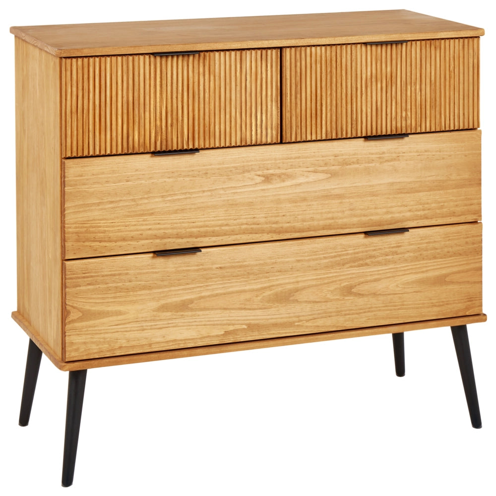 Cassettiera in legno di pino 4 cassetti legno chiaro soggiorno stile rustico