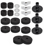Accessori per tamburi - Kit 21 pezzi - Protezione del bacino - Nero - Clutch Hi-Hat - Inclusi anelli di chiusura e coperture del bacino - Adatto per tamburi