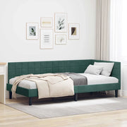 Cornice del letto ad angolo Verde Scuro 90 cm x 190 cm Velluto