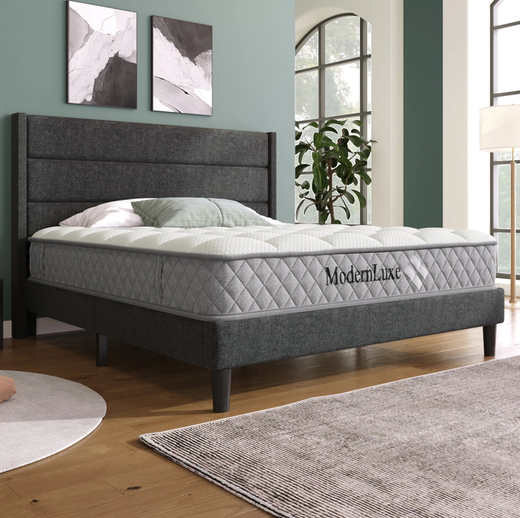 Letto matrimoniale 140x200 cm con materasso H3 grigio scuro