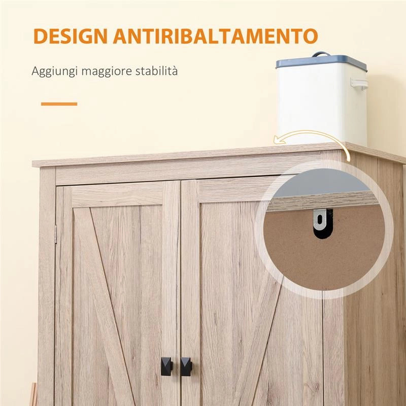 MOBILE CUCINA A 4 ANTE CON MENSOLE REGOLABILI IN LEGNO 80X40X182CM