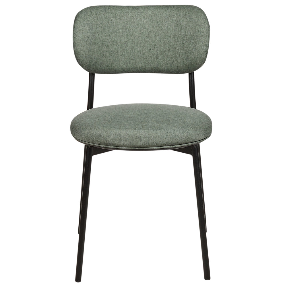 Set di 2 sedie da pranzo Verde Sedute in poliestere Gambe in metallo senza braccioli per la sala da pranzo Cucina