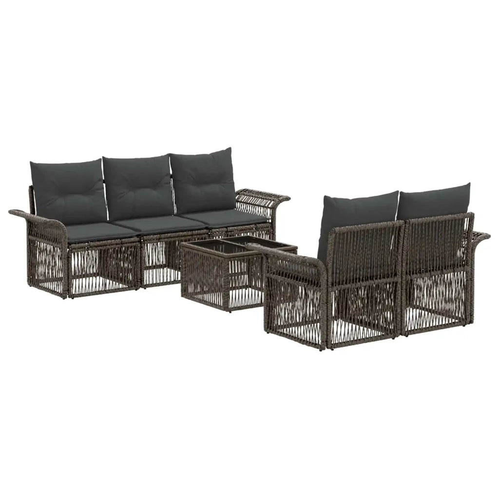 Set Divano da Giardino 6 pz Grigio polyrattan 3434759