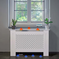 Toboli Copritermosifoni in legno bianco 112 x 19 x 82 cm, copri termosifone in MDF, pannello in legno per radiatori, elegante mobile copritermosifone