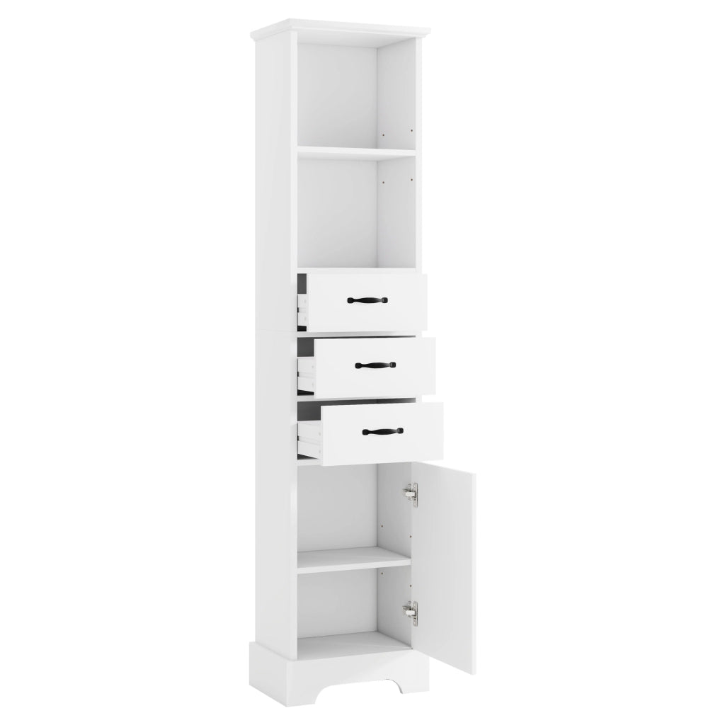 Armadietto Bagno con Cassetti e Ripiani ¨C MINIMAL ¨C Bianco 38x26x172,5 cm