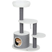 Tiragraffi per gatti con letto e piattaforme ¨C zephmum ¨C bianco grigio