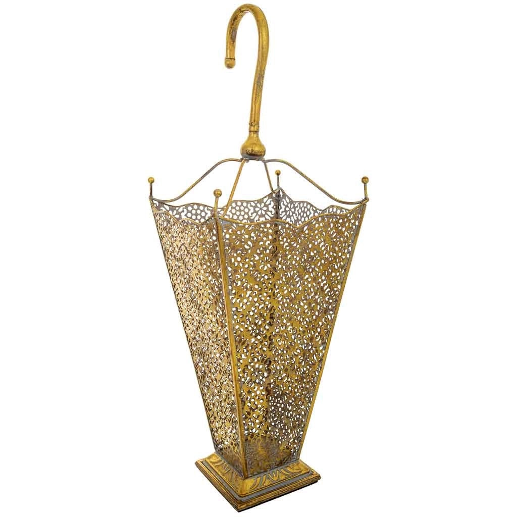 Portaombrelli in metallo dorato 27,5x27,5x80h cm