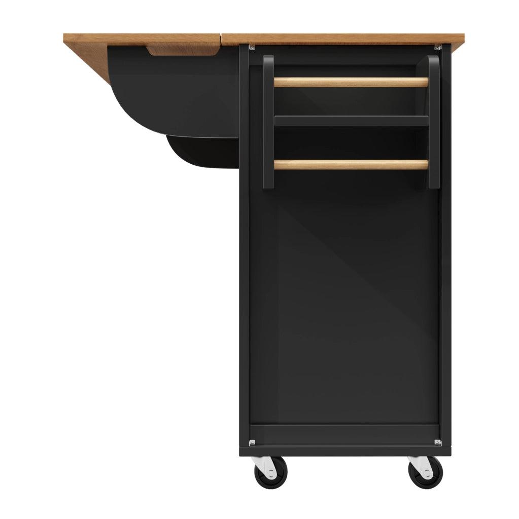Isola cucina pieghevole con ruote, 4 cassetti, nera