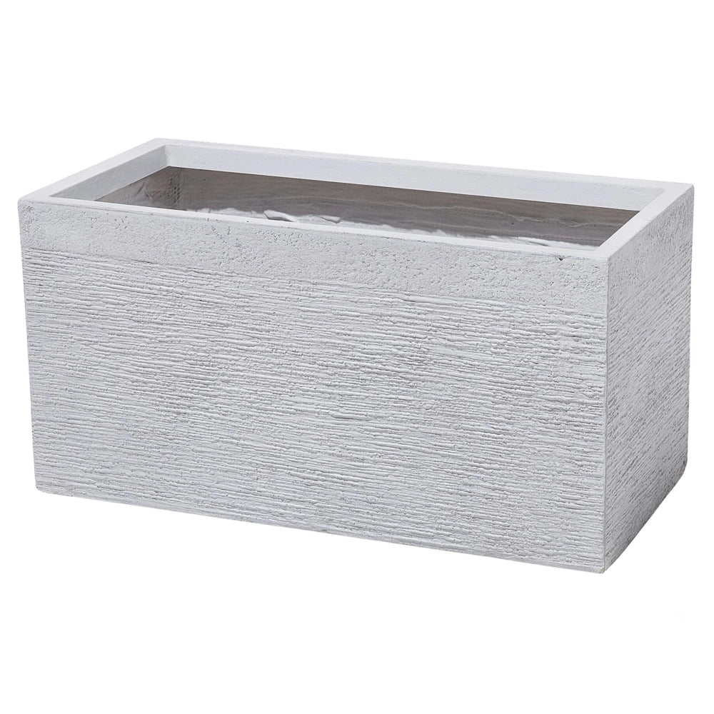 Vaso per piante in fibra di argilla bianca 60 x 29 x 30 cm Fioriera rettangolare per interni ed esterni
