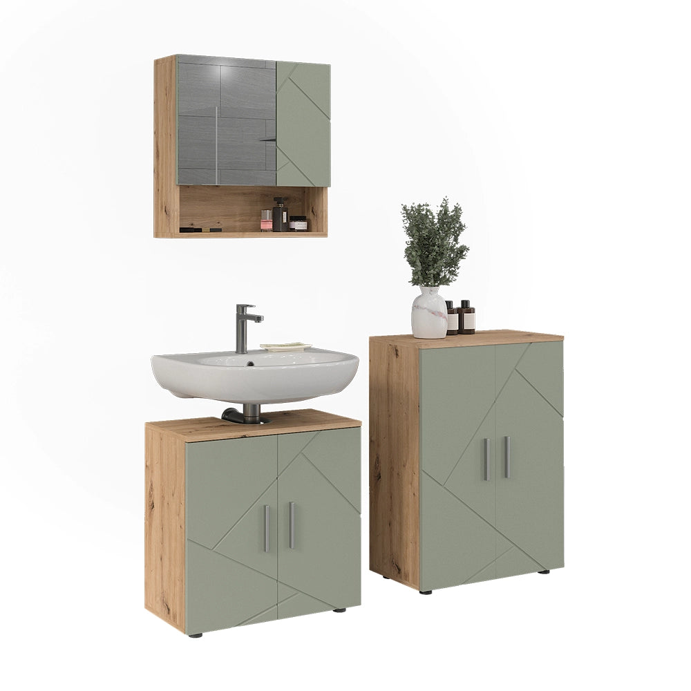 Vicco Set di mobili da bagno Verde salvia 3 parti