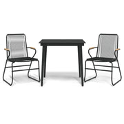 Set da Pranzo da Giardino 3 pz | Set Salotto da Giardino Nero in Rattan PVC