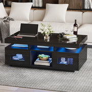 Tavolino-Xylo-100x50x43cm nero LED app presa elettrica