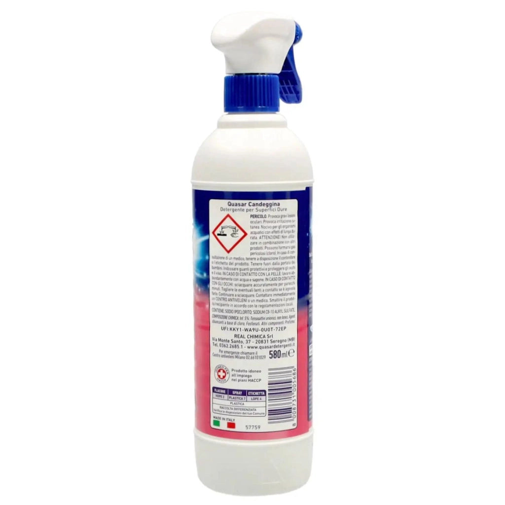 QUASAR SPRAY SGRASSATORE CON CANDEGGINA MOUSSE 580 ML SBIANCA E RIMUOVE MUFFA  OKY