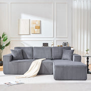 Divano angolare in velluto costato - Xylo - 2 posti + chaise longue, schiuma ad alta densit¨¤, grigio