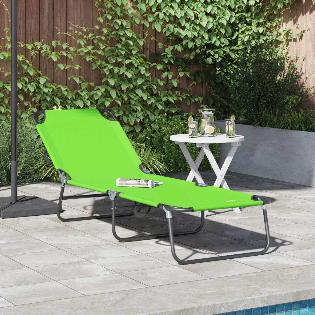 Lettino Prendisole Pieghevole Verde 600D Tessuto Oxford