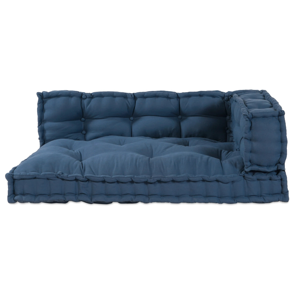 Cuscino per Divano Pallet con Supporto per Braccia e Schiena - Tessuto Blu