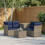 Set di divani 6 pz Grigio e Blu Navy Rattan sintetico e Acciaio 3447351