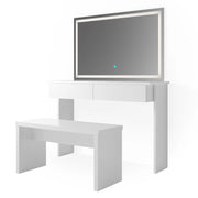 Vicco Tavolo da toeletta Bianco 120 cm con specchio LED e panca