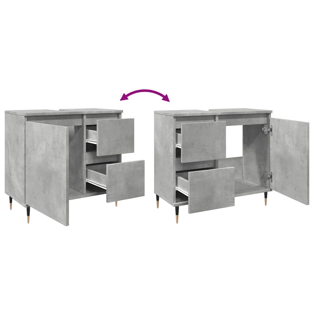Armadietto da Bagno Grigio Cemento 65x33x60cm in Truciolato 857222