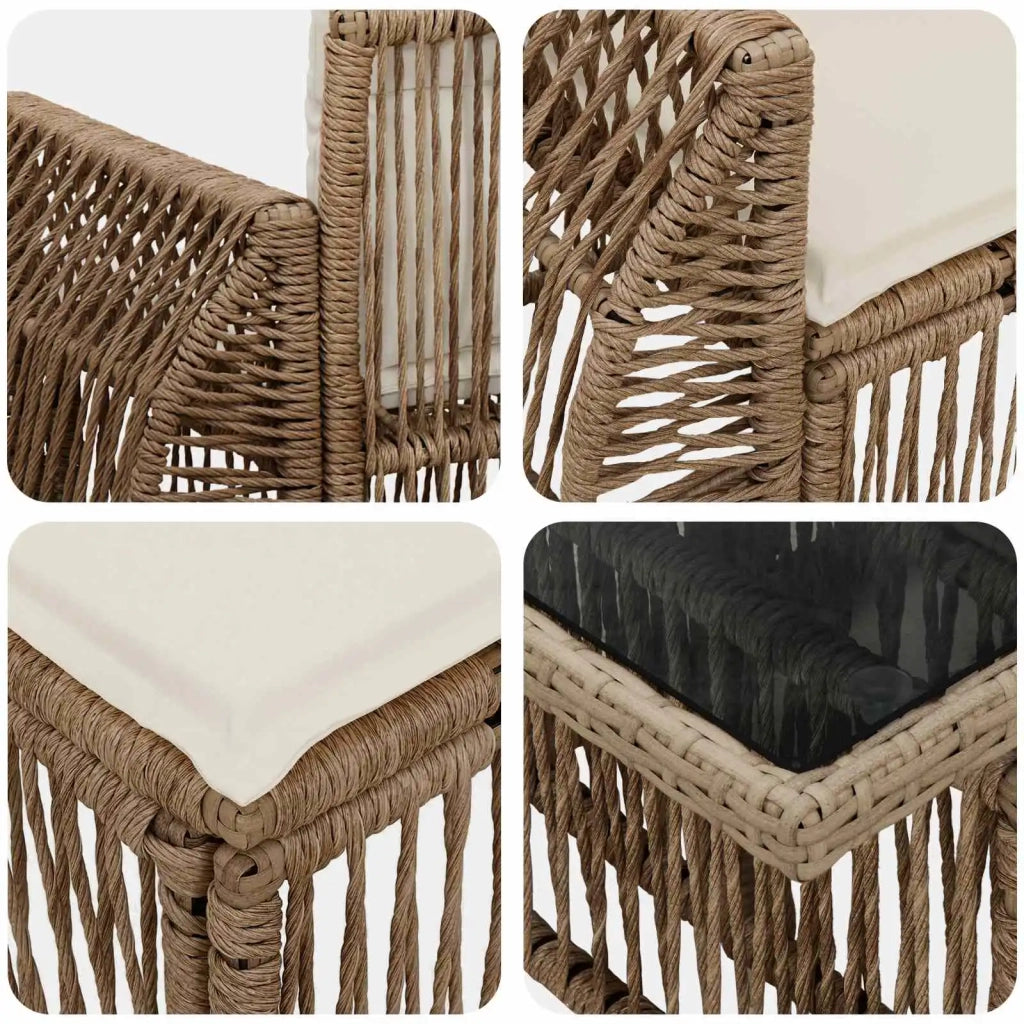 Set Divano da Giardino 6 pz Beige e Bianco Crema polyrattan 3436899