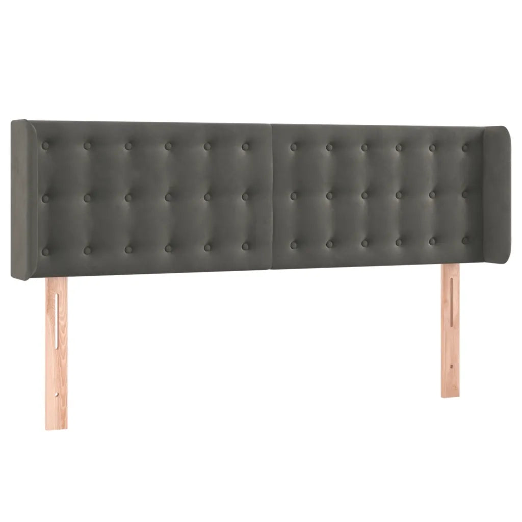Testiera ad Orecchio-Testata con Orecchie Grigio Scuro 147x16x78/88 cm in Velluto 508472