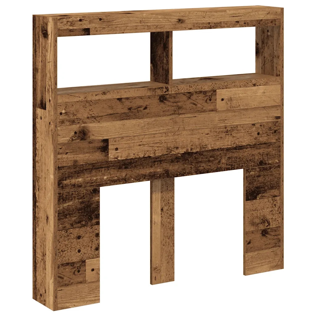 Testiera con Contenitore a LED-Testiera con Ripiani Legno Antico 100x17x102 cm