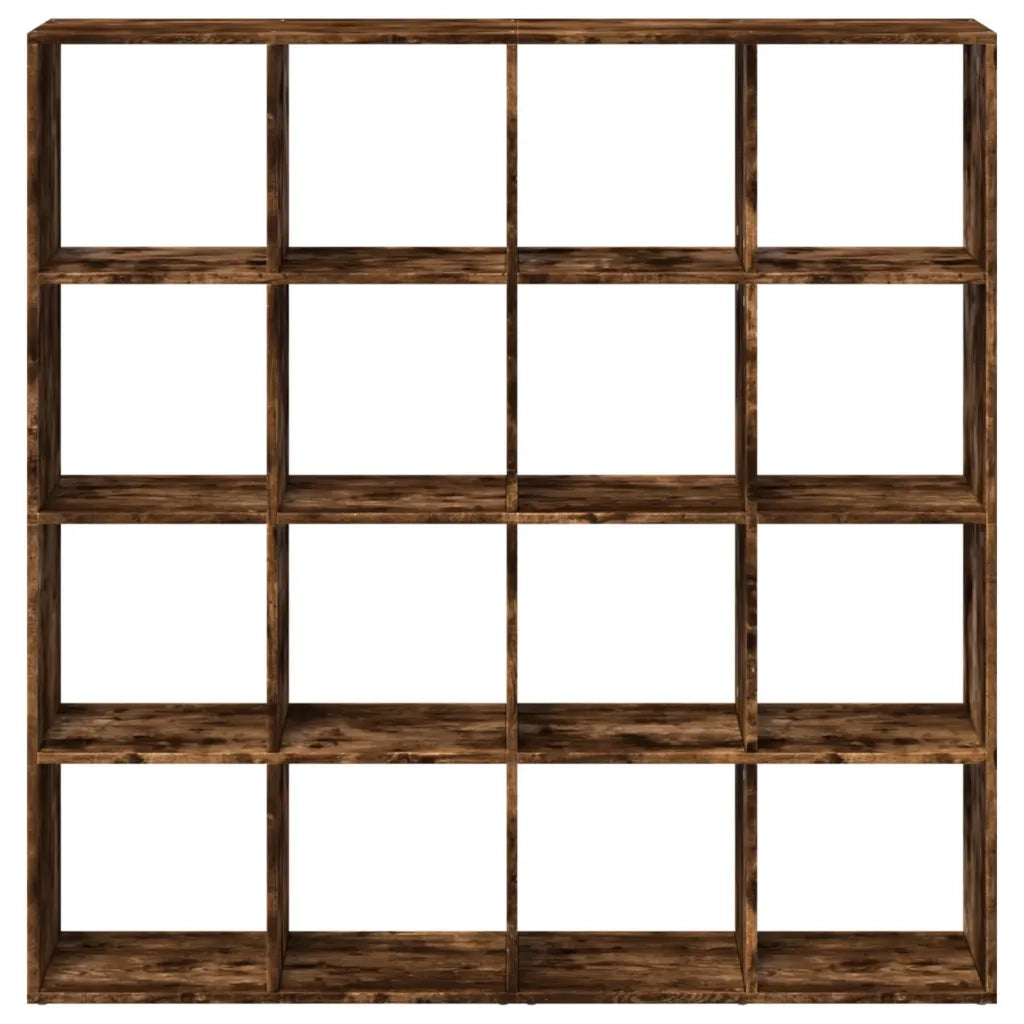 Libreria-Scaffale per Libri-Mobile di Stoccaggio Rovere Fumo 137,5x29x137,5 cm in Legno Multistrato