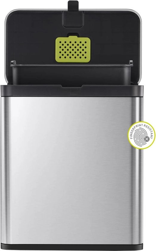 Compostiera in acciaio inossidabile per cucina EKO - contenitore rimovibile - compartimento deodorante - 7 Litri - installazione a parete - coperchio zwenk - in acciaio inossidabile e nero