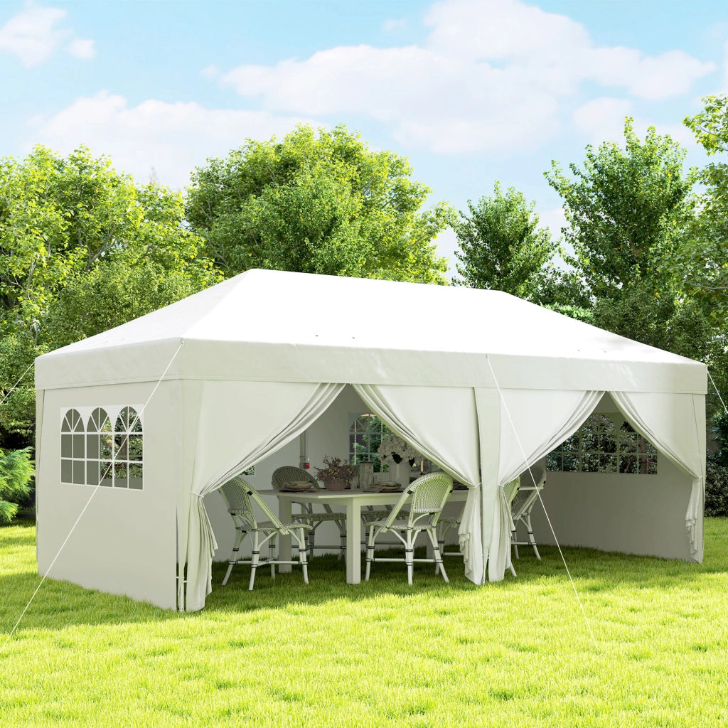 Tenda da giardino pieghevole ¨C zephmum ¨C 3x6m con 6 pannelli, bianco