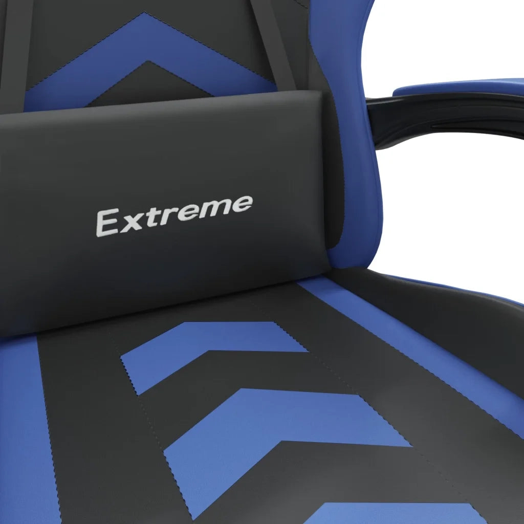 Sedia da Gaming Girevole con Poggiapiedi Nero e Blu Similpelle cod mxl 65964