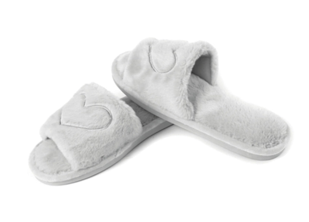 Ciabatte Pantofole Invernali In Morbida Ecopelliccia Modello Lovely Con Cuori - 37-38 - Grigio