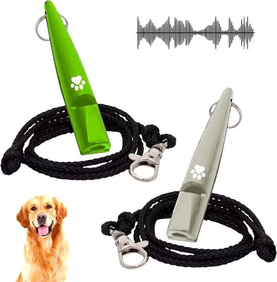 Set di 2 flauti acustici per cani anti-bilancia e difesa contro cani con guinzaglio - verde e bianco