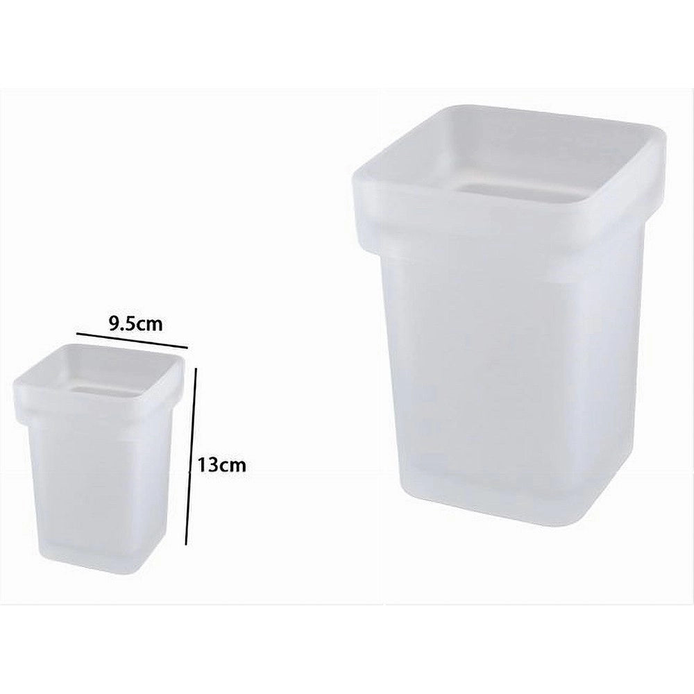 Trade Shop - Bicchiere Ricambio Porta Scopino Wc Vetro Cubico Satinato Bagno Accessori 87266 -