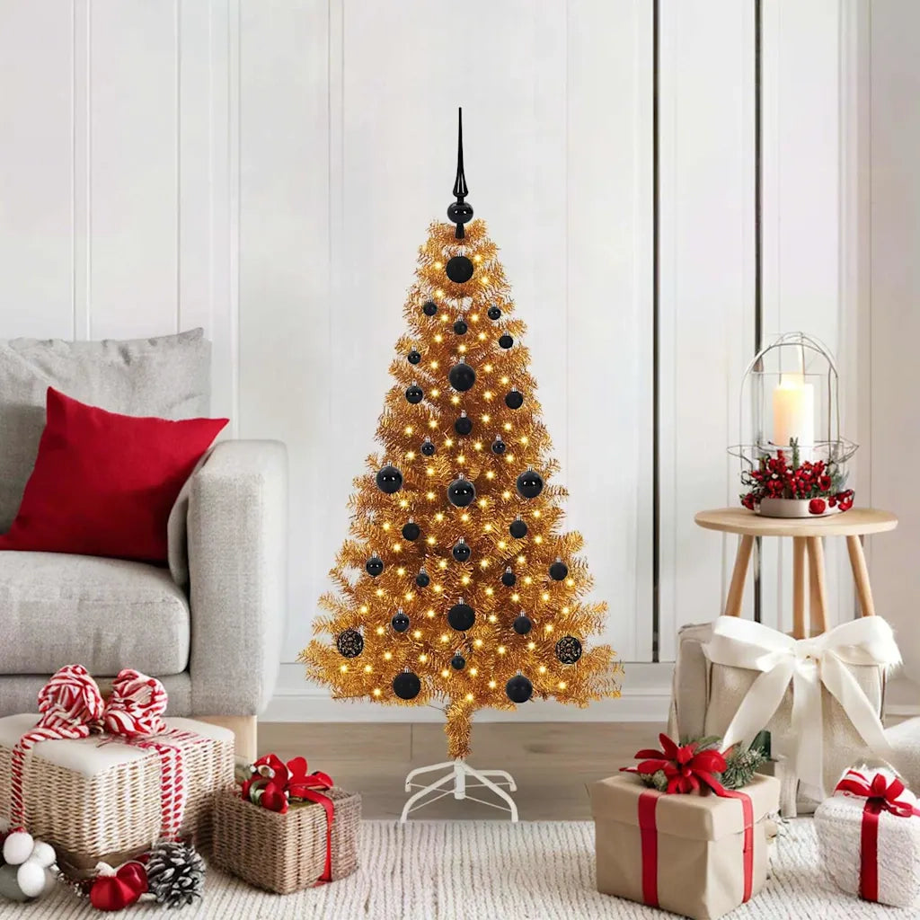 Albero di Natale con 150 LED con supporto Oro 120 cm PET 3396604