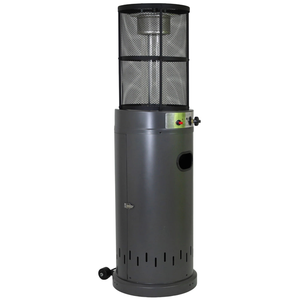 Stufa a Gas da Esterno Riscaldatore Gpl Portatile con Ruote FIRE GLASS Cilindro con Vetro per Terrazzo Patio Giardino Lo