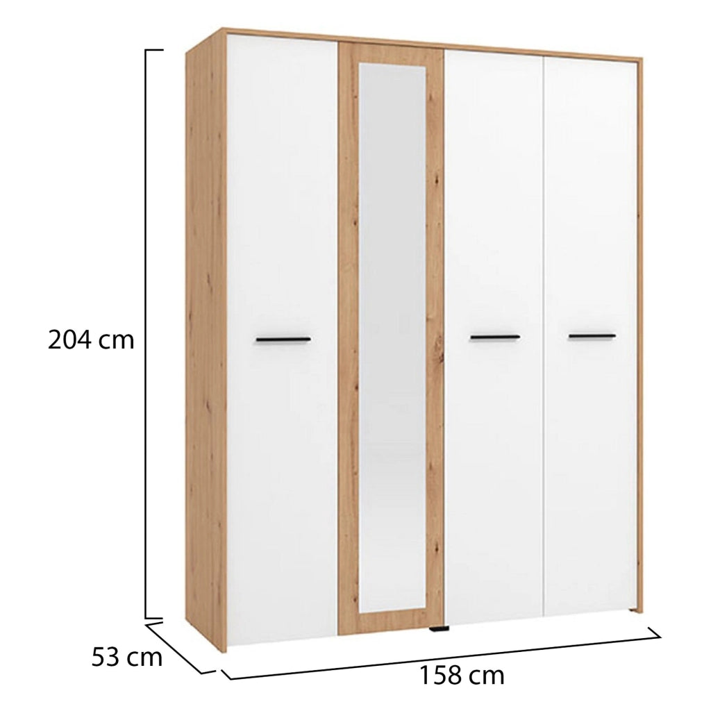 Armadio Camera da Letto Monvalle, Guardaroba Grande Appendiabiti, 157.5x203.5h cm Bianco Opaco