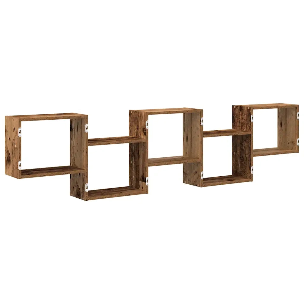 vidaXL Mensola a Cubo da Parete 5 Scomparti Truciolato Legno Antico