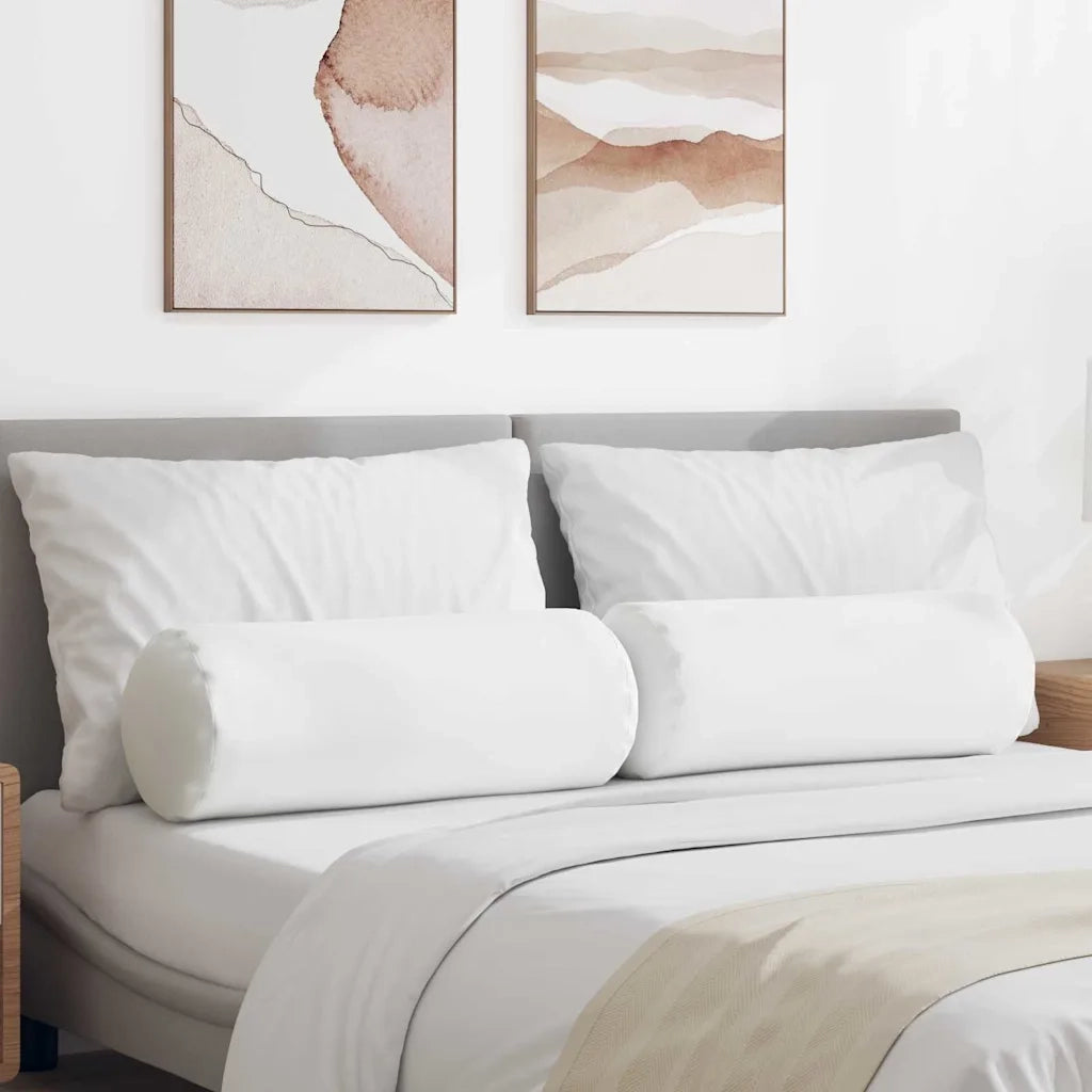 Cuscini a rullo 2 pcs Bianco Ø 25 x 70 cm Tessuto