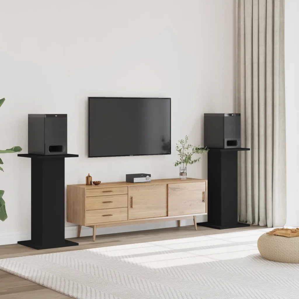 vidaXL Supporti Altoparlanti 2 pz Neri 30x30x80cm in Legno Multistrato