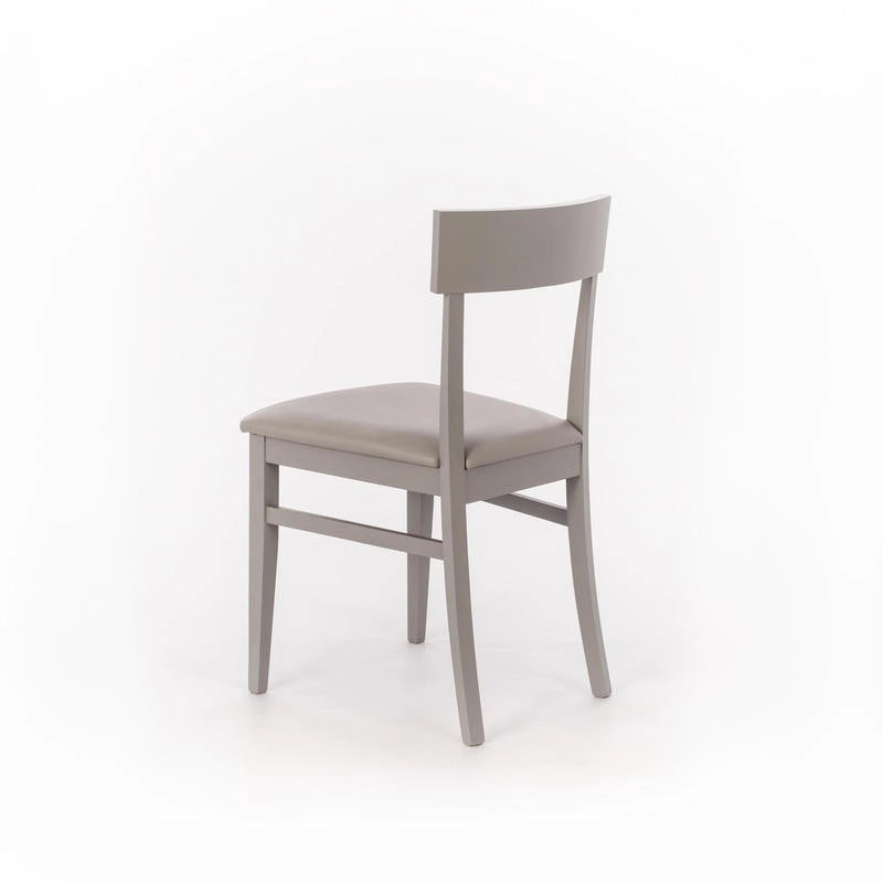 4x Sedia in legno laccato grigio chiaro con seduta in similpelle 445xh. 82 cm