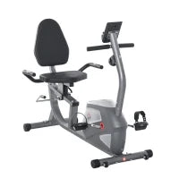 Cyclette Orizzontale con Seduta Regolabile, 8 Resistenze e Monitor LCD, 121.5-136x62.5x98cm, Grigio