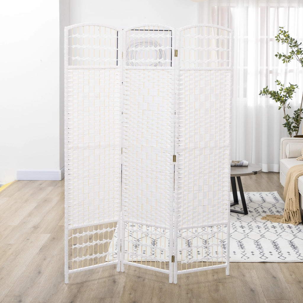 Paravento 3 ante pieghevole ¨C zephmum ¨C bianco legno 120x170 cm