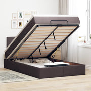 Pouf Letto con Materasso Marrone Scuro 120x200 cm in Tessuto 3311452