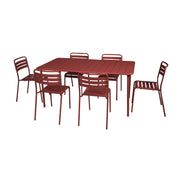 Set tavolo da giardino in acciaio con 6 sedie, 160cm, terra di siena